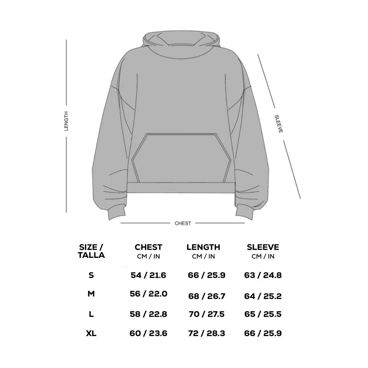 Gu&iacute;a de tallas Sukuna Hoodie